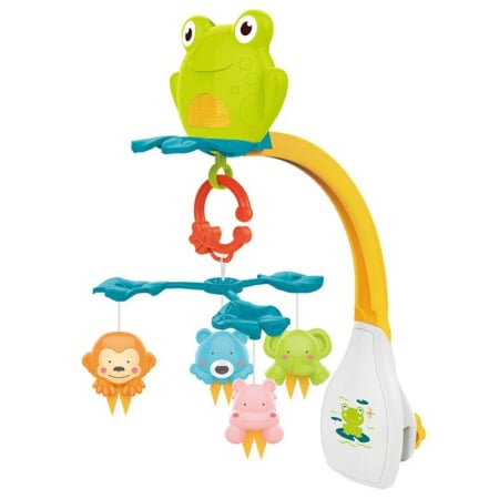 Jucarii pentru bebe - Carusel muzical mobil Broasca – proiectie luminoasa, 4 pendule, telecomanda, 0+ luni