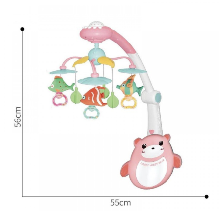 Carusel muzical pentru bebelusi cu telecomanda, lumini si rotatie 360°, Dream World, roz [5]