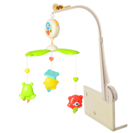 Carusele, proiectoare, lampi de veghe - Carusel Muzical Rotativ pentru Patut Bebe cu 3 Figurine Plastic