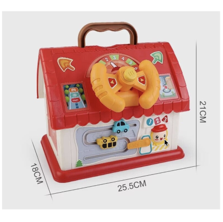 Casa de jucarie interactiva cu telefon, volan si butoane pentru copii, rosu [6]