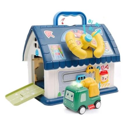 Jucarii interactive - Casa de jucarie interactiva cu telefon, volan si butoane pentru copii, albastru