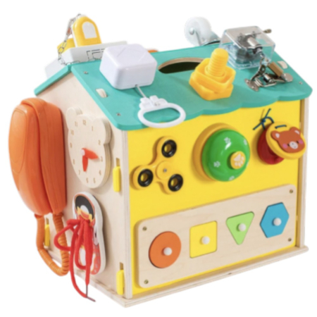 Casuta cu 22 Activitati Montessori, Busy Board House, verde [6]