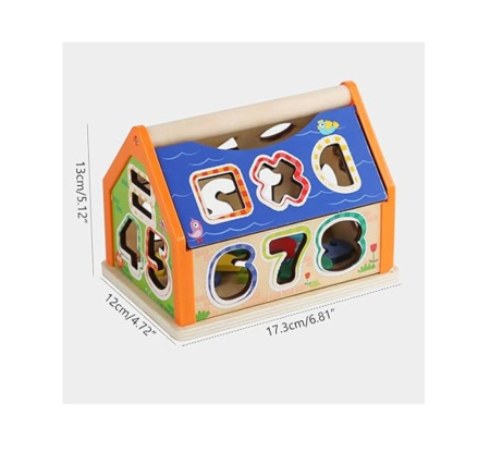 Casuta cu Activitati de Sortare Forme si Cifre, din lemn, multicolor [11]