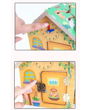 Casuta multifunctionala cu activitati, ceas, roti zimtate, sortator forme [7]