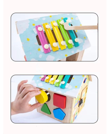 Casuta multifunctionala cu activitati, ceas, roti zimtate, sortator forme [8]