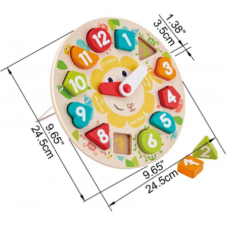 Ceas Jumbo cu incastru de forme geometrice, din lemn [2]