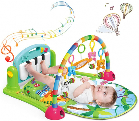 Centru activitati pentru bebelusi, saltea de joaca cu pian, Bleu [6]