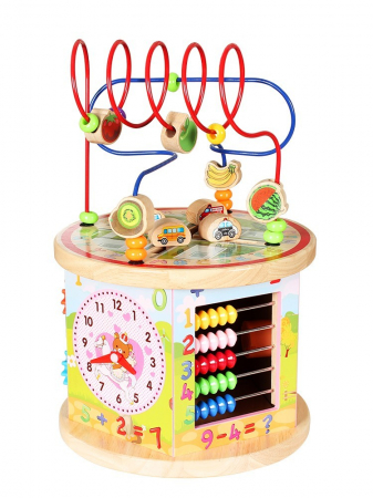 Casute si cuburi cu activitati - Centru Cerc multifunctional Montessori 7 in 1, din lemn