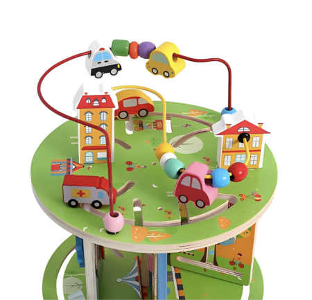 Centru cu activitati 8 in 1 Montessori, rotativ, cu abac si circuit sarme, din lemn [5]