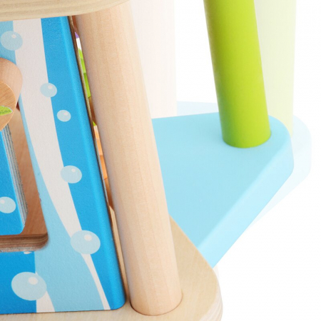 Centru cu activitati multiple Montessori, rotativ, Ocean life, 38x26x23 cm, din lemn [4]