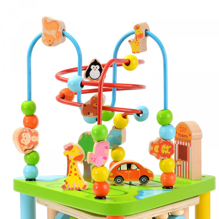 Centru cu activitati multiple Montessori, rotativ, Zoo life, 38x26x23 cm, din lemn [2]
