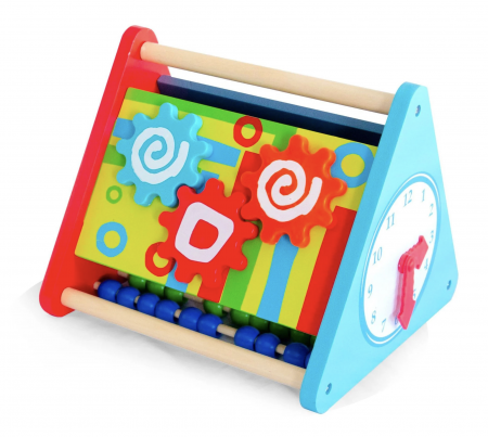 Casute si cuburi cu activitati - Centru de activitati 5 in 1 Montessori Piramida Triangle Box, 24 x 24 cm