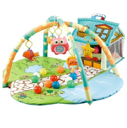 Centru de Activitati, Casuta si Tarc cu Bile 3 in 1 – Happy Farm, cu Saltea si 30 Bile Colorate Incluse [2]