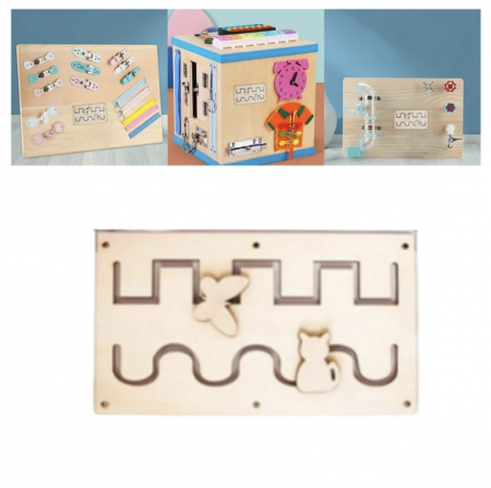 Centru Cub cu activitati multiple, tip Busy Board, din lemn [7]
