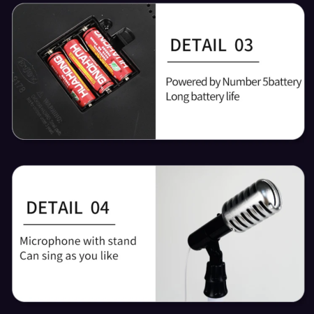 Chitara Electrica Copii 68 cm Cu Microfon Pe Stativ Reglabil, Negru, 4-8 Ani [6]