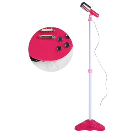 Chitara Electrica Copii 68 cm Cu Microfon Pe Stativ Reglabil, Roz, 4-8 Ani [2]