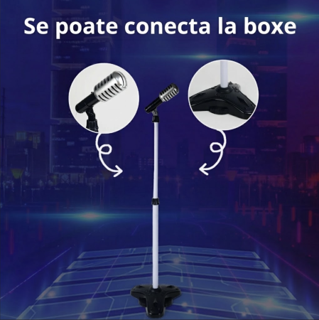 Chitara Electrica Copii 68 cm Cu Microfon Pe Stativ Reglabil, Negru, 4-8 Ani [4]