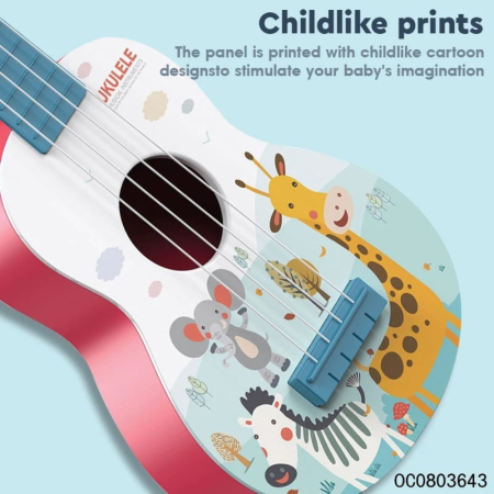 Jocuri si Jucarii - Chitara pentru copii cu 4 corzi, 55 cm - Ukulele, roz