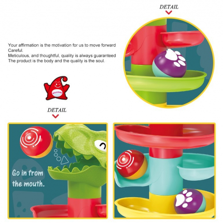 Jucarii interactive bebe - Circuit cu bile Dino, 5 nivele