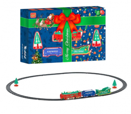 Trenulete si Locomotive - Circuit trenulet de Craciun cu Locomotiva si 2 vagoane, 87 cm