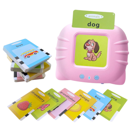 Cititor interactiv cu 112 carduri educative – Jucarie de invatare copii mici, roz [6]