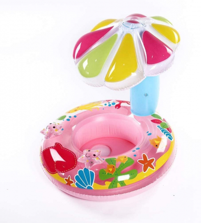 Gonflabile - Colac Bebe pentru Inot, Cu Protectie Solara Stea de mare, roz