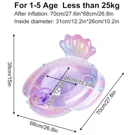 Colac copii cu chilotel, volan si scoica, 70 x 75 cm, 1–5 ani, PVC [6]