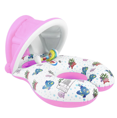 Jocuri si Jucarii - Colac Dublu Mama si Copilul cu acoperis detasabil, roz