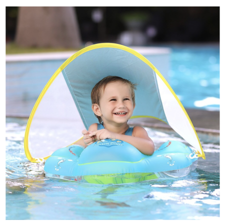 Colac gonflabil bebe cu parasolar, suport si centura, PVC, marime XL reglabila, 2-6 ani [2]