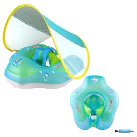 Jocuri si Jucarii - Colac gonflabil bebe cu parasolar, suport si centura, PVC, marime XL reglabila, 2-6 ani