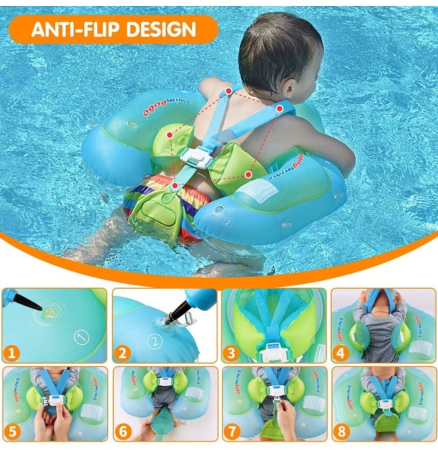 Colac gonflabil bebe cu suport si centura, PVC, marime XL reglabila, 2-6 ani [3]