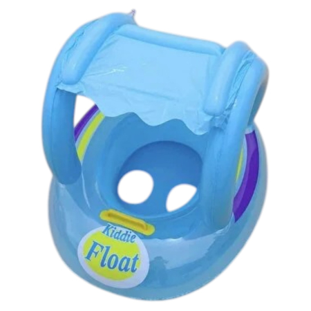Jocuri si Jucarii - Colac gonflabil bebelusi cu parasolar Kiddie Float, sustinere tip chilotel, 12-36 luni, bleu