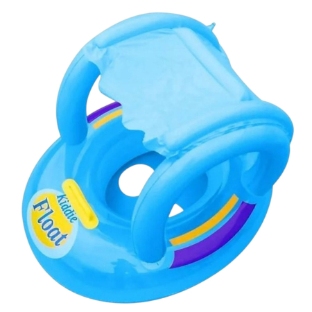 Jocuri si Jucarii - Colac gonflabil bebelusi cu parasolar Kiddie Float, sustinere tip chilotel, 12-36 luni, bleu