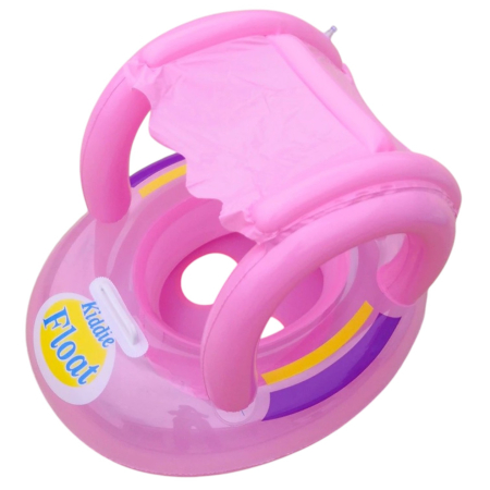 Jocuri si Jucarii - Colac gonflabil bebelusi cu parasolar Kiddie Float, sustinere tip chilotel, 12-36 luni, roz