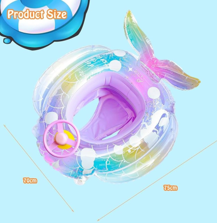 Colac copii cu chilotel, volan si coada de sirena, 70 x 75 cm, 1–5 ani, PVC [6]