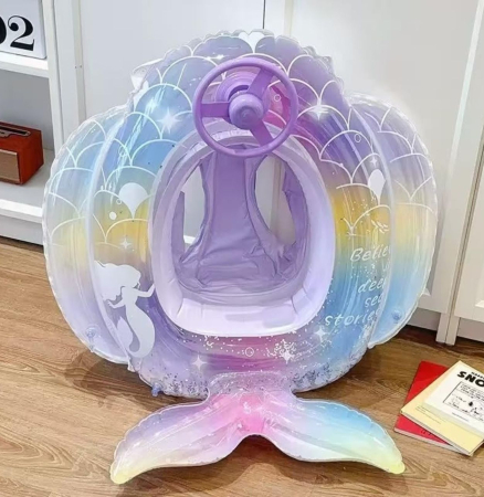 Colac copii cu chilotel, volan si coada de sirena, 70 x 75 cm, 1–5 ani, PVC [3]