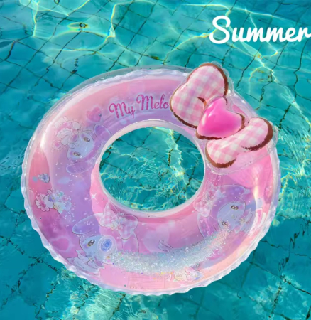 Colac gonflabil roz cu fundita, 70 cm, PVC [3]