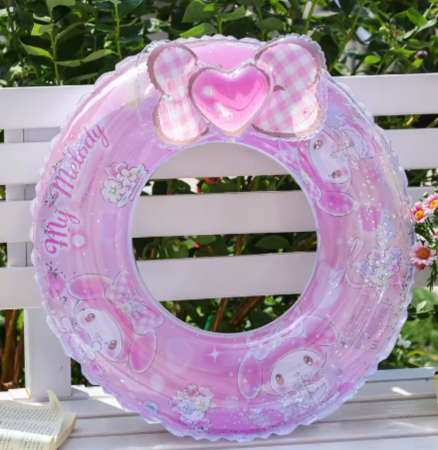 Colac gonflabil roz cu fundita, 70 cm, PVC [4]