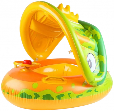 Jucarii de exterior - Colac inot cu protectie solara si volan - Dinozaurul galben