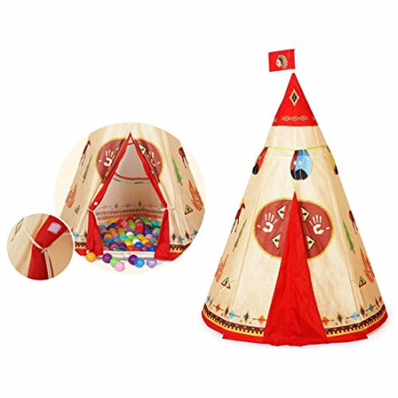 Cort de joaca indian, pentru copii, crem [4]