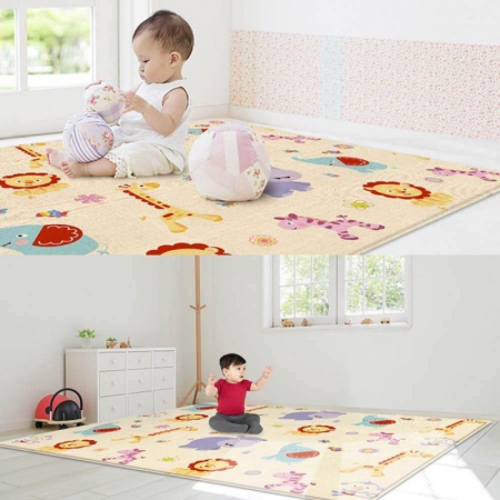 Covor bebe pliabil, gros, termoizolant, cu 2 fete, Jungla si Masini, 180x100 cm, D20 [13]