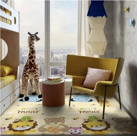 Jocuri si Jucarii - Covor bebe pliabil, gros, termoizolant, cu 2 fete, Happy family, 180x150 cm, M6