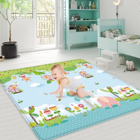 Covor bebe pliabil, gros, termoizolant, cu 2 fete, Jungle Cotton, D12, 180x150x1 cm [15]