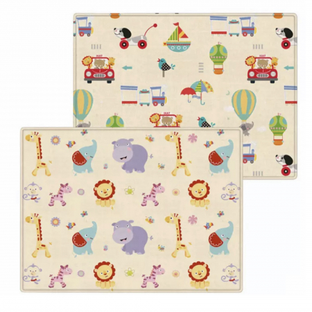 Covorase si saltele de joaca - Covor Termoizolant Gros, Happy Jungle, 200 x 180 x 1 cm, cu Doua Fete