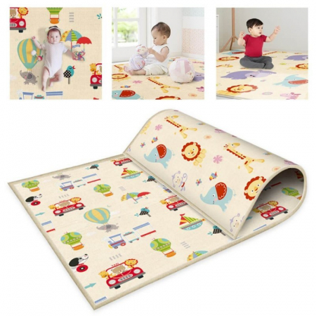 Covorase si saltele de joaca - Covor Termoizolant Gros, Happy Jungle, 200 x 180 x 1 cm, cu Doua Fete