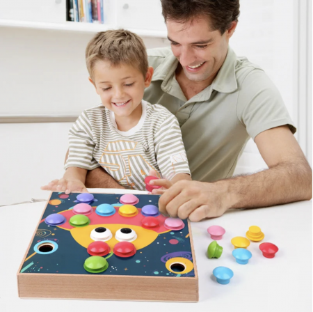 Jocuri si Jucarii - Joc Montessori Creative Mosaic Genius Art cu 8 Planse, din lemn