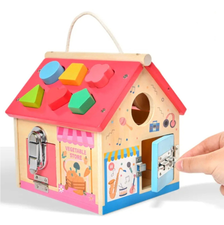 Jocuri si Jucarii - Casuta Montessori multifunctionala 8 in 1, Culege morcovii, din lemn