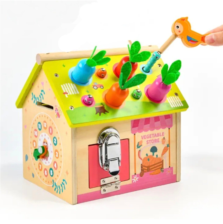 Casuta Montessori multifunctionala 8 in 1, Culege morcovii, din lemn [4]