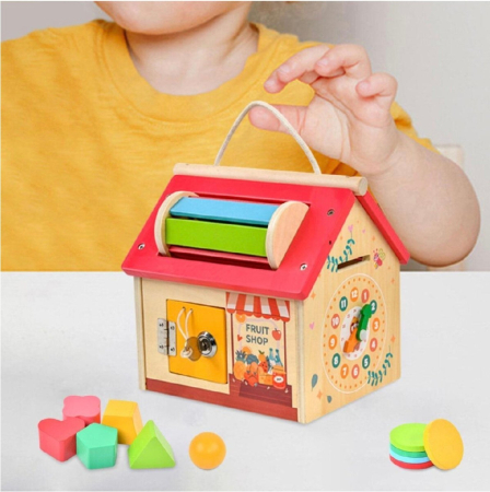 Casuta Montessori multifunctionala 8 in 1, Culege morcovii, din lemn [5]