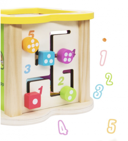 Cub cu 6 activitati Montessori, animalele salbatice cu circuit de bile Mini Animal Cube [7]